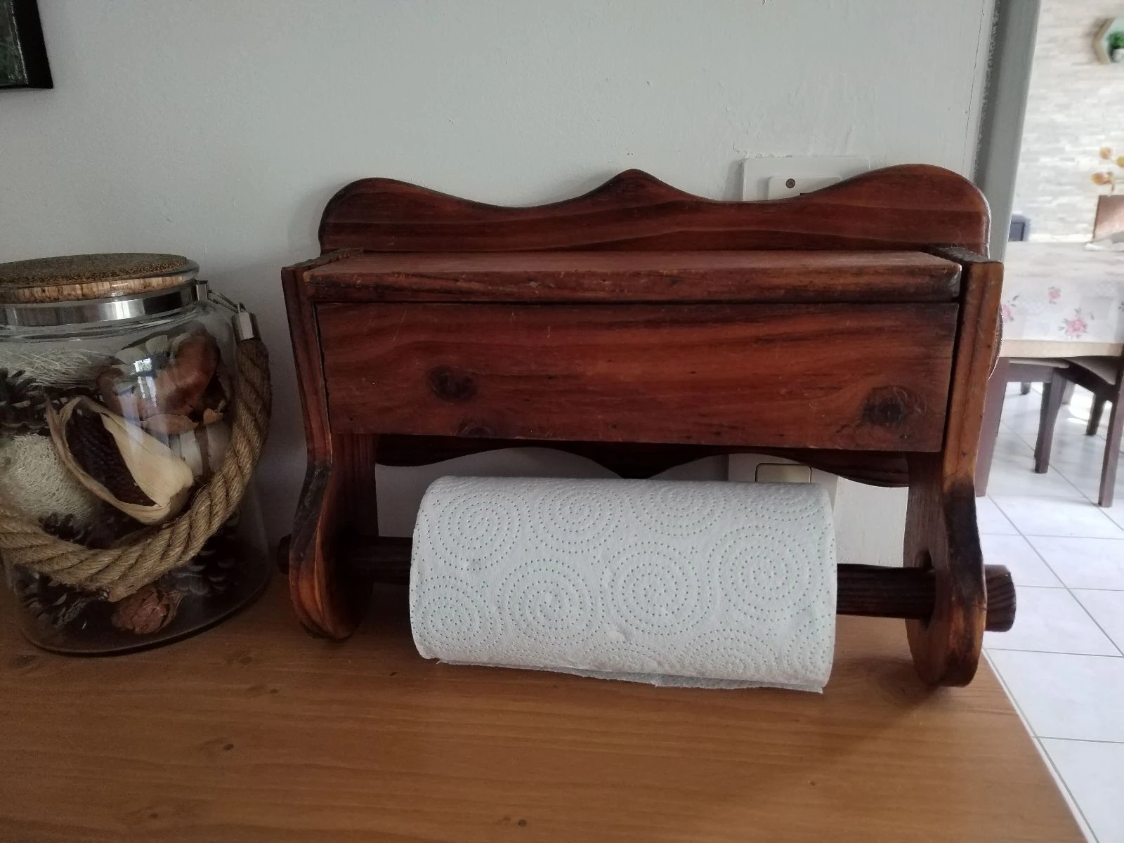Wall-mounted kitchen dispenser made of solid wood for wax paper and aluminum foil. – photo 5